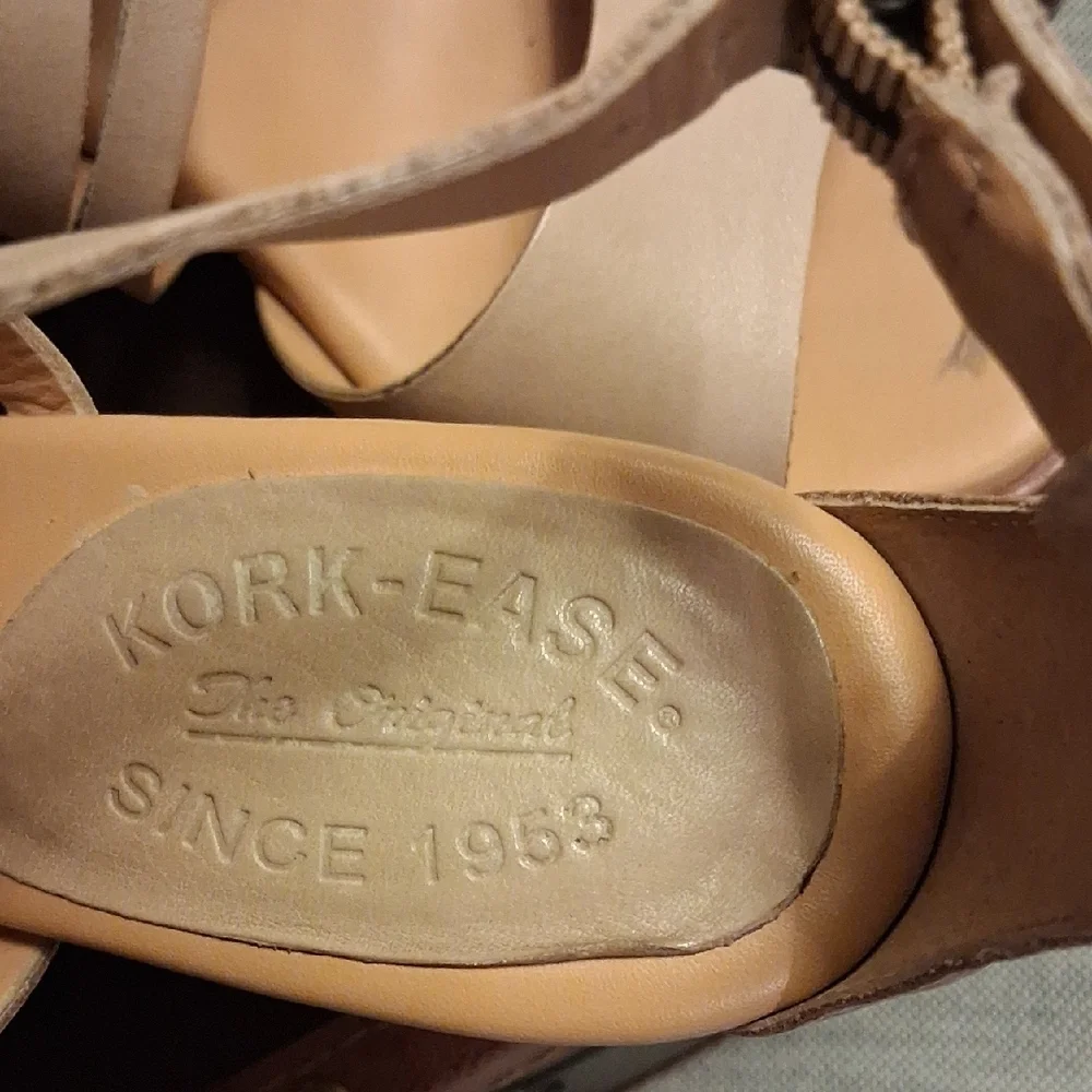 NWOT Kork-Ease Strappy Tan Wedges - Picture 2 of 9